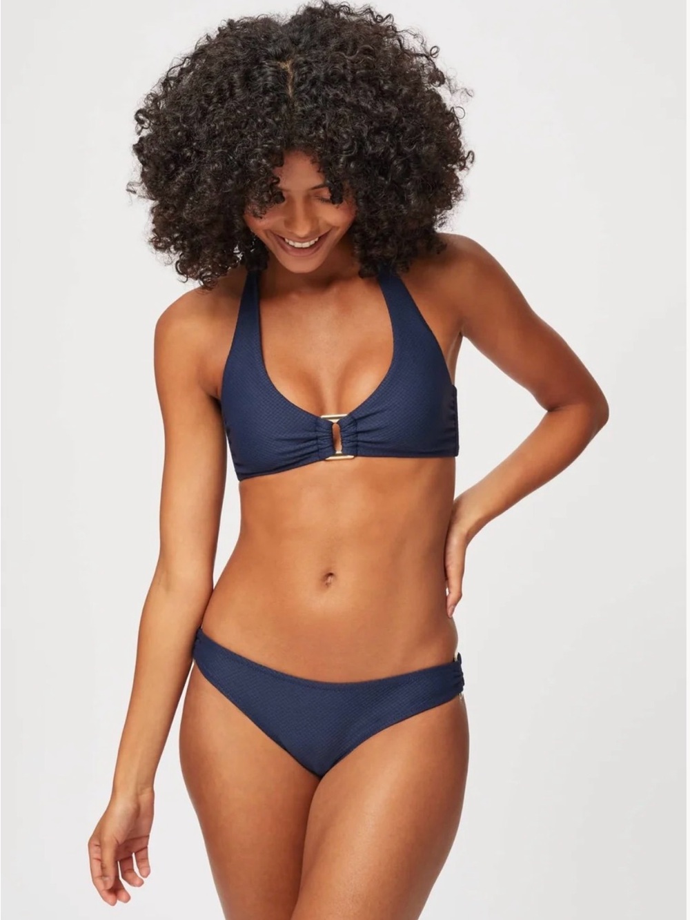 Heidi Klein Navy Blue Textured Bikini Set NWT